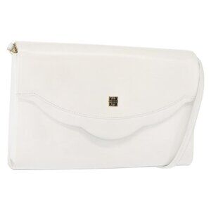 Authentic GIVENCHY Shoulder Bag Leather White Gold